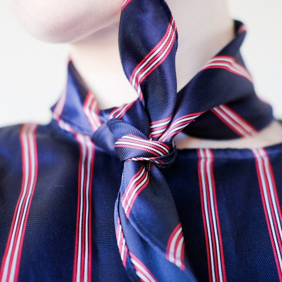 Sandro Red White and Blue Striped Tie Shirt - Picture 3 of 5